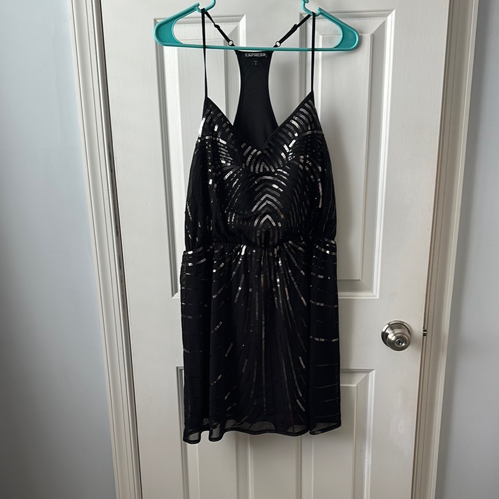Express Black Sequin Cocktail Dress